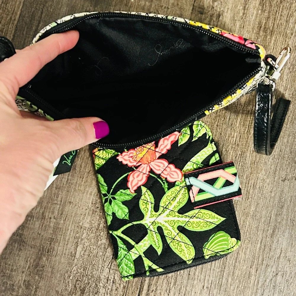 Vera Bradley Black Quilted Floral Wristlet and Floral Zip Bifold Wallet NWT - Picture 4 of 4
